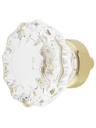 Fluted Lead-Free Crystal Cabinet Knob - 1 3/8 inch Diameter.