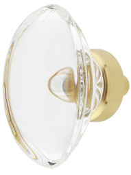 Oval Clear Lead-Free Crystal Cabinet Knob - 1 3/4 inch x 1 1/16 inch.