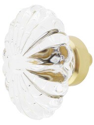Oval Fluted Crystal Cabinet Knob - 1 3/4 inch x 1 1/8 inch.