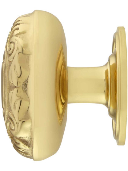 Alternate View of Decorative Oval Cabinet Knob - 1 1/8 inch x 1 3/4 inch with Classic Rosette.