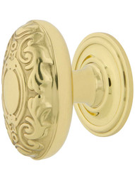 Decorative Oval Cabinet Knob - 1 1/8 inch x 1 3/4 inch with Classic Rosette.