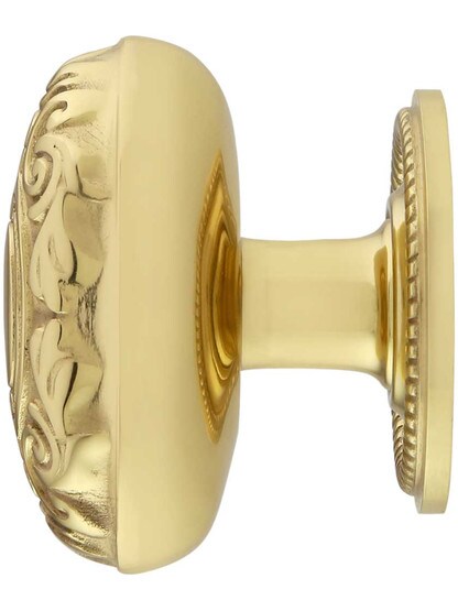 Alternate View of Decorative Oval Cabinet Knob - 1 1/8 inch x 1 3/4 inch with Rope Rosette.