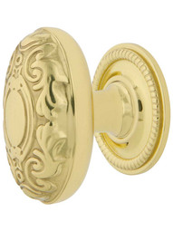 Decorative Oval Cabinet Knob - 1 1/8 inch x 1 3/4 inch with Rope Rosette.