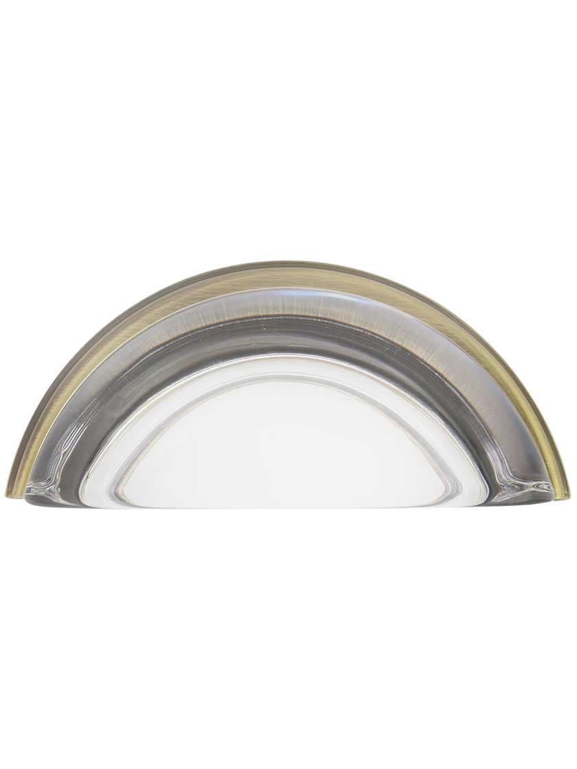 3 in. Center-to-Center Cup Crystal Frosted Fluted in Antique Brass Drawer Pull 3 in. Center-to-Center Cup Crystal Frosted Fluted in Antique Brass Drawer Pull
