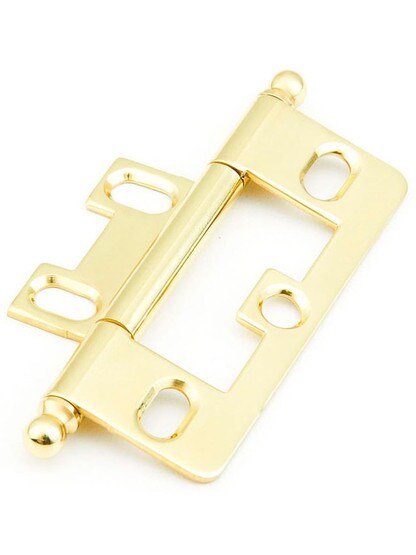 Pair of Solid Brass 2 1/2" Non-Mortise Ball-Tip Cabinet Hinges