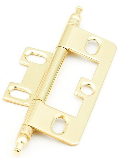 Pair of Solid Brass 2 1/2" Non-Mortise Minaret-Tip Cabinet Hinges