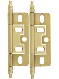 Pair of Solid Brass 2 1/2" Non-Mortise Minaret-Tip Cabinet Hinges