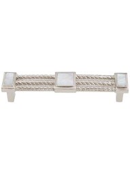 Symphony Cabinet Pull with Mother-of-Pearl Inlay - 4 1/2 inch Center-to-Center.