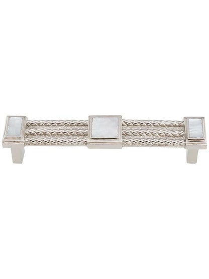 Symphony Cabinet Pull with Mother-of-Pearl Inlay - 4 1/2 inch Center-to-Center.