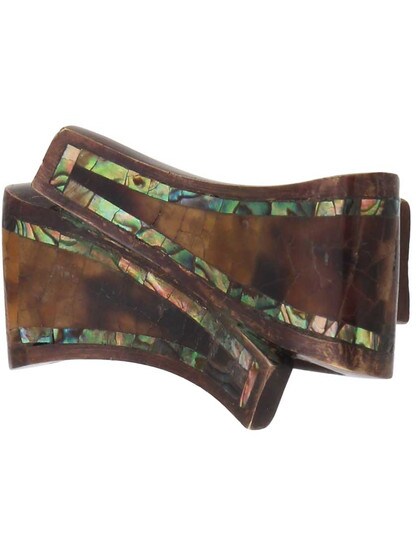 Avalon Bay Ribbon Cabinet Knob with Tiger Penshell Inlays - 1 7/8 inch x 1 1/8 inch.