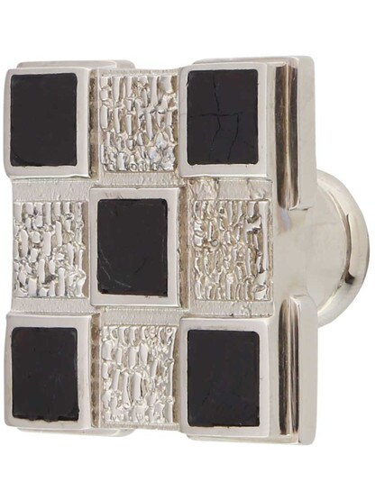 Avalon Bay Cabinet Knob with Black Mother-of-Pearl - 1 3/8 inch Square.
