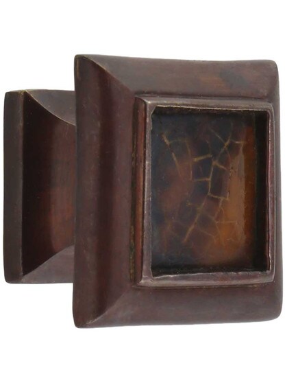 Crescendo Cabinet Knob with Tiger Pen Shell - 1 3/8 inch Square.