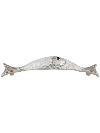 Fish Cabinet Pull with Mother-of-Pearl - 4 1/2 inch Center-to-Center.
