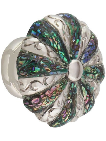 Round Decorative Cabinet Knob with Imperial Shell - 1 3/8 inch Diameter.