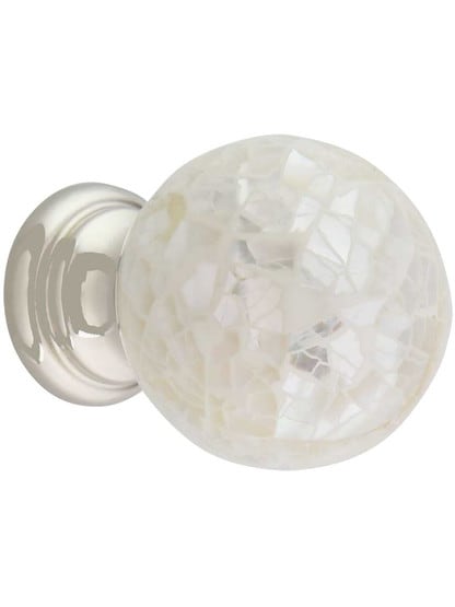 Globe Cabinet Knob with Mother-of-Pearl - 1 1/4 inch Diameter.