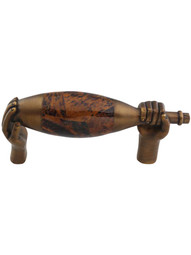 Wine Bottle Cabinet Pull with Tiger Penshell - 6" Center-to-Center