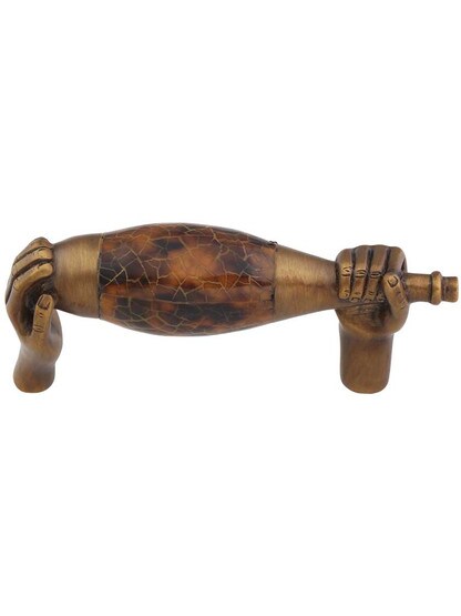Wine Bottle Cabinet Pull with Tiger Penshell - 3 inch Center-to-Center.