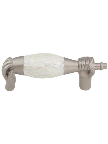 Wine Bottle Cabinet Pull with Mother-of-Pearl - 3 inch Center-to-Center.