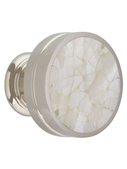 Round Cabinet Knob with Mother-of-Pearl - 1 3/8 inch Diameter.