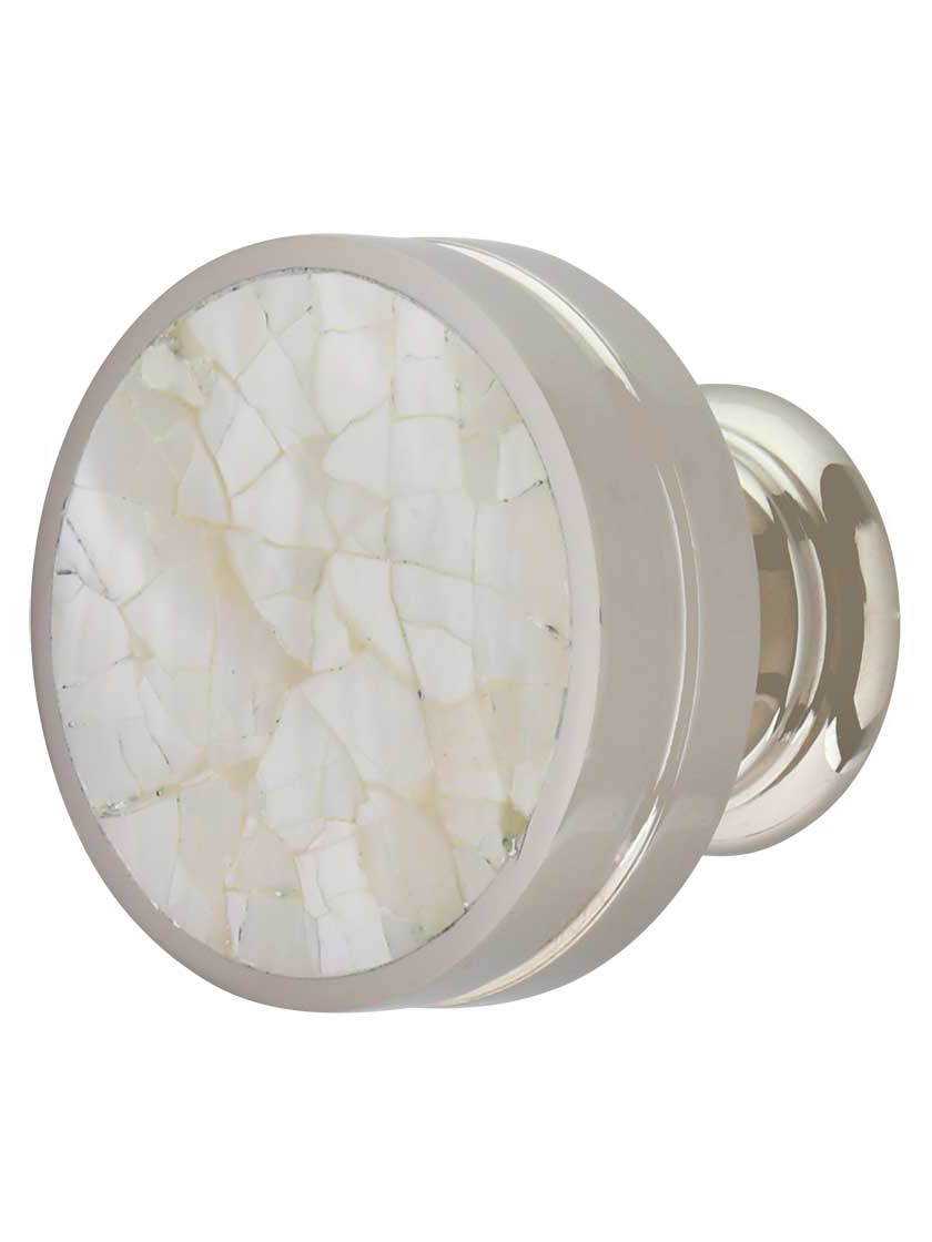 Round Cabinet Knob with Mother-of-Pearl - 1 3/8" Diameter
