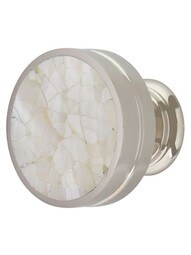 Round Cabinet Knob with Mother-of-Pearl - 1 3/8" Diameter