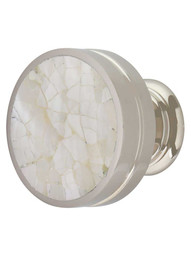 Round Cabinet Knob with Mother-of-Pearl - 1 3/8 inch Diameter.