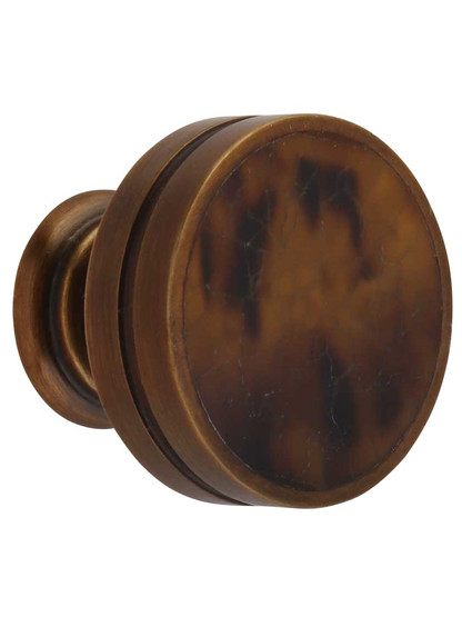Round Cabinet Knob with Tiger Pen Shell - 1 3/8 inch Diameter.