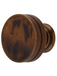 Round Cabinet Knob with Tiger Pen Shell - 1 3/8 inch Diameter.