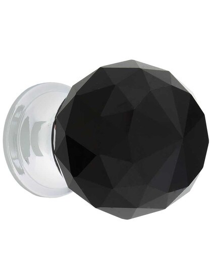 Round Black Crystal Knob - 1 3/16" Diameter