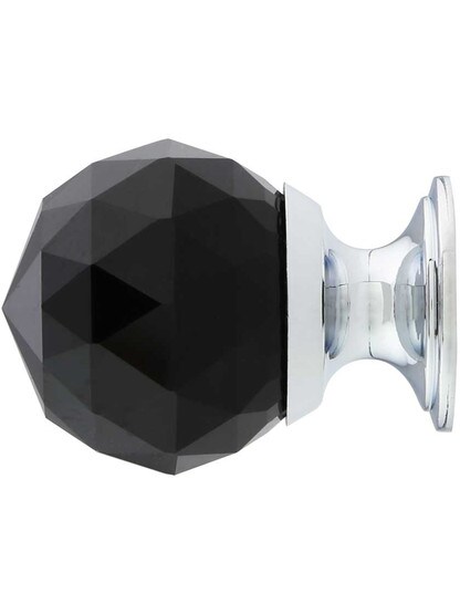 Alternate View of Round Black Crystal Knob - 1 3/16 inch Diameter.