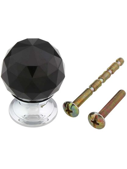 Alternate View 3 of Round Black Crystal Knob - 1 3/16 inch Diameter.