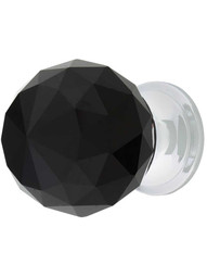Round Black Crystal Knob - 1 3/16 inch Diameter.