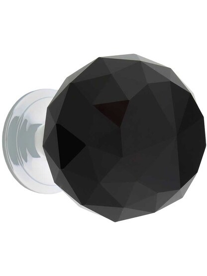 Round Black Crystal Knob - 1 3/8" Diameter