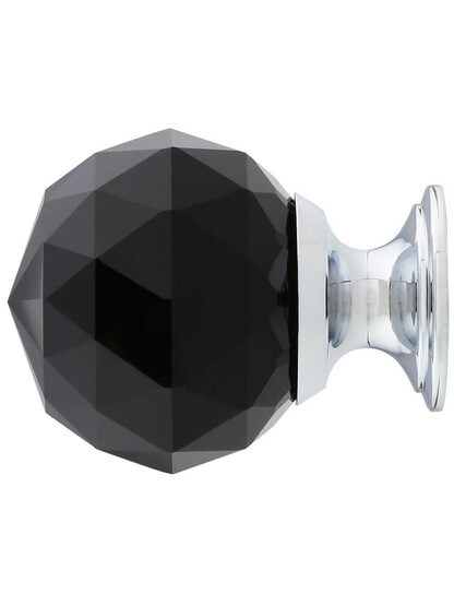 Alternate View of Round Black Crystal Knob - 1 3/8 inch Diameter.