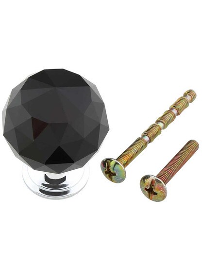 Alternate View 3 of Round Black Crystal Knob - 1 3/8 inch Diameter.
