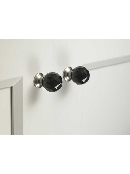 Alternate View 4 of Round Black Crystal Knob - 1 3/8 inch Diameter.