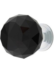 Round Black Crystal Knob - 1 3/8" Diameter