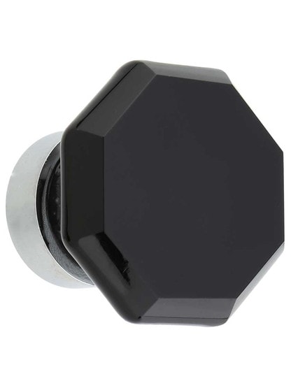 Octagonal Black Crystal Knob - 1 7/16" Diameter