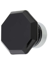 Octagonal Black Crystal Knob - 1 7/16" Diameter