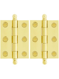 Pair of Premium Solid Brass Cabinet Hinges - 2 inch x 1 1/2 inch.