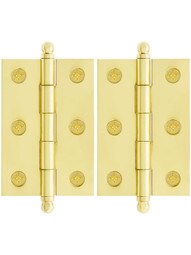 Pair of Premium Solid Brass Cabinet Hinges - 2 1/2" x 1 3/4"