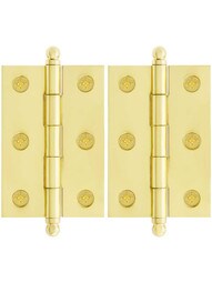 Pair of Premium Solid Brass Cabinet Hinges - 2 1/2" x 1 3/4"