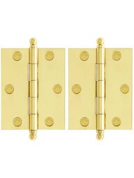 Pair of Premium Solid Brass Cabinet Hinges - 2 1/2" x 2"