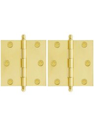 Pair of Premium Solid Brass Cabinet Hinges - 2 1/2" x 2 1/2"