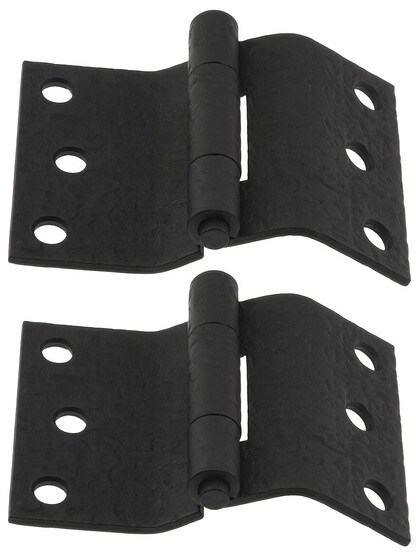 Pair of Forged Iron Offset Mortise Shutter Hinges - 4-Inch x 3-Inch.