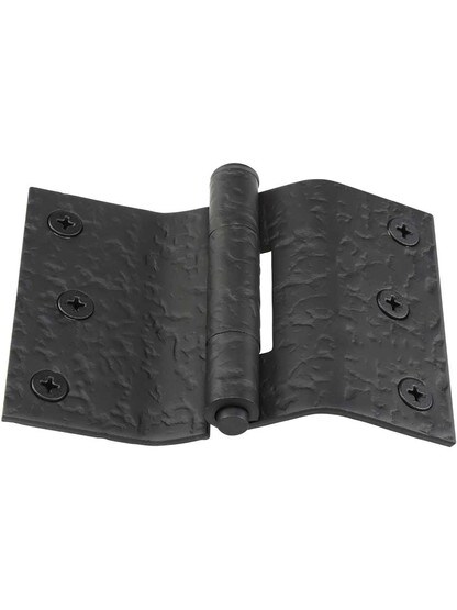 Alternate View of Pair of Forged Iron Offset Mortise Shutter Hinges - 4-Inch x 3-Inch.