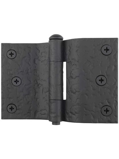Alternate View 2 of Pair of Forged Iron Offset Mortise Shutter Hinges - 4-Inch x 3-Inch.