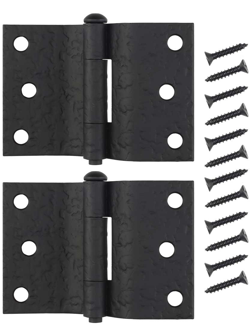 Pair of Forged Iron Offset Mortise Shutter Hinges - 4-Inch x 3-Inch