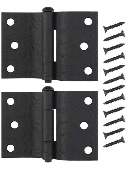 Alternate View 3 of Pair of Forged Iron Offset Mortise Shutter Hinges - 4-Inch x 3-Inch.