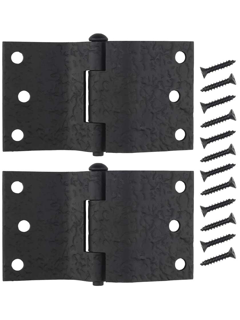 Pair of Forged Iron Offset Mortise Shutter Hinges - 5-Inch x 3-Inch